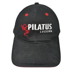 Pilatus Luzern Slideback Hat Black One Size Adjustable Embroidered Cotton